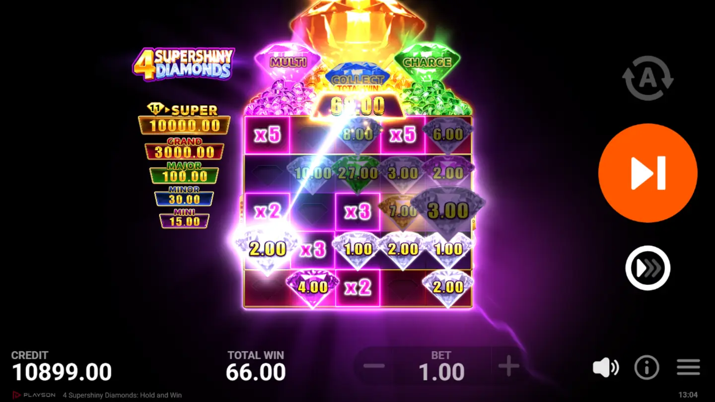 Collect Diamond gathering values from several Diamond symbols on the grid in one action